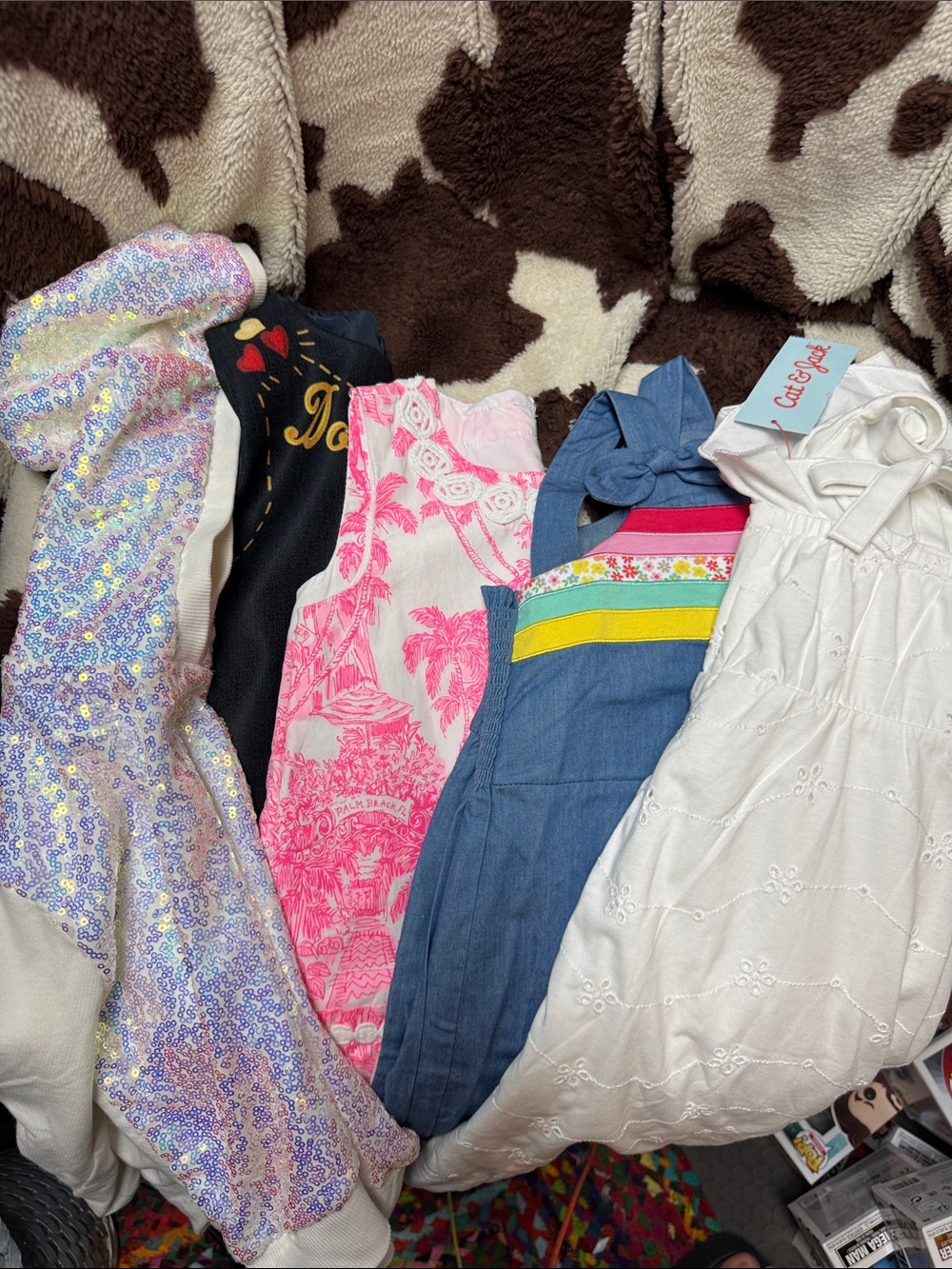 5 Girls Dresses - Pink, White, Blue, Black, Multicolor